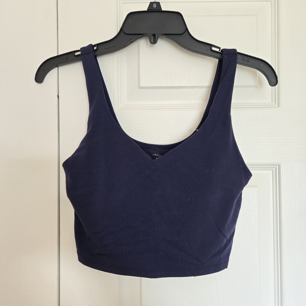 Aerie Navy V-Neck Longline Sports Bra